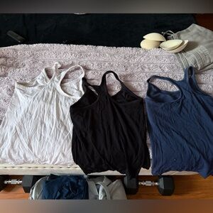 Women's Sleeveless Tank Top - White, Black, and Blue